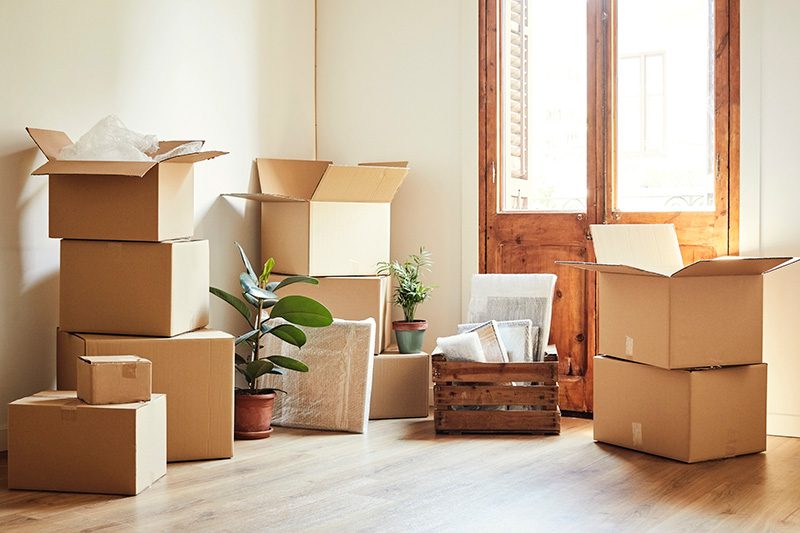 Moving boxes in new apartment
